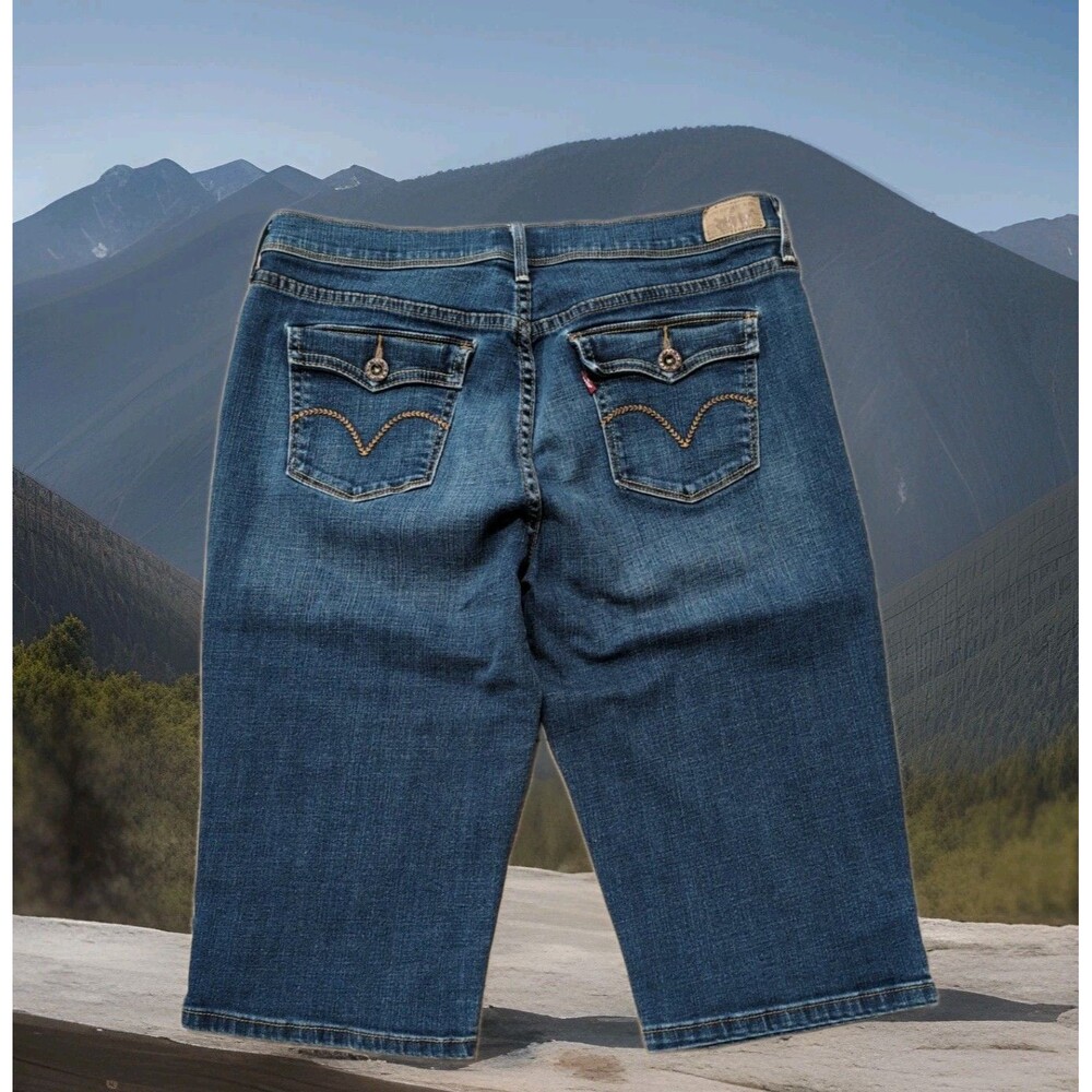 LEVI'S CAPRI JEANS 515 SKIMMER MID RISE BLUE STRETCH DENIM WOMEN'S SIZE 12 GUC